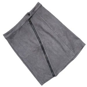 JAASE | Faux Suede Skirt with Black Slanted Zipper